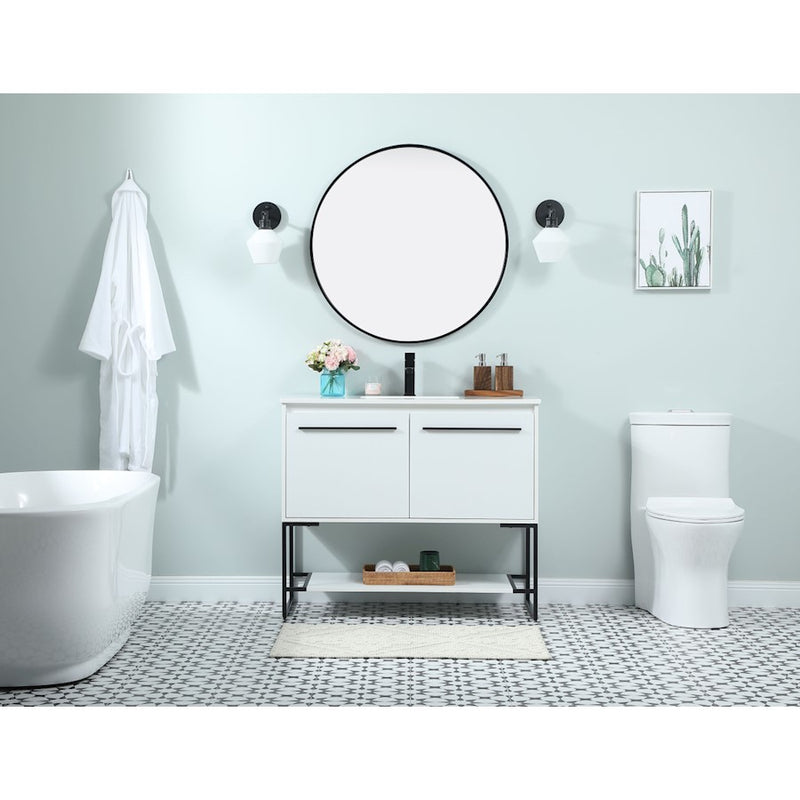 Elegant Sloane 40" Single Bathroom Vanity, Teak/Backsplash