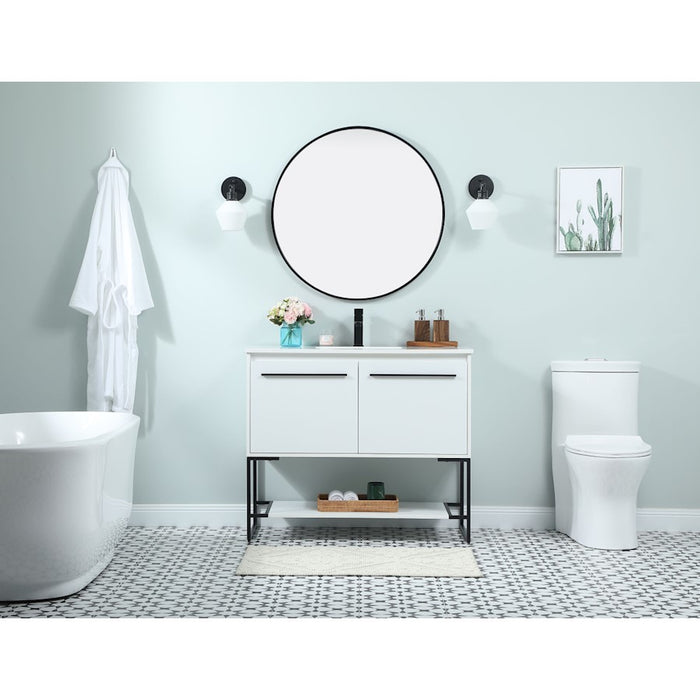 Elegant Sloane 40" Single Bathroom Vanity, Teak/Backsplash