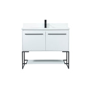 Elegant Sloane 40" Single Bathroom Vanity, White/Backsplash - VF42540MWH-BS
