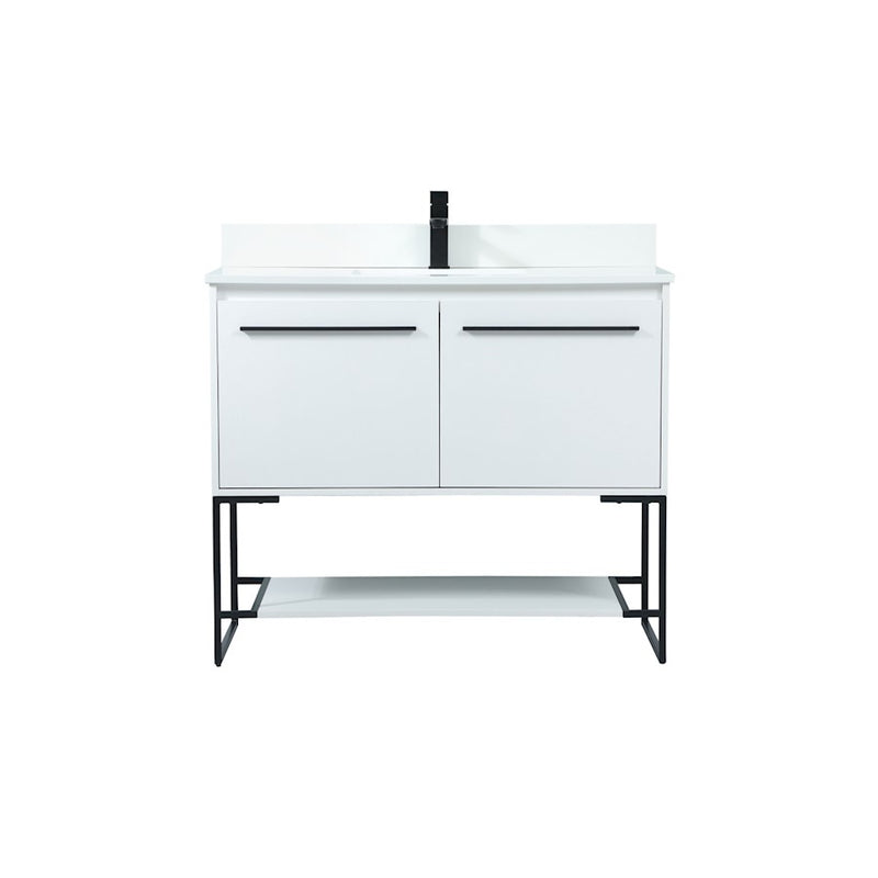 Elegant Sloane 40" Single Bathroom Vanity, White/Backsplash - VF42540MWH-BS