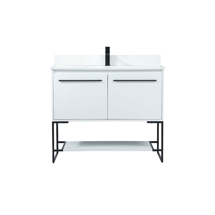 Elegant Sloane 40" Single Bathroom Vanity, White/Backsplash - VF42540MWH-BS