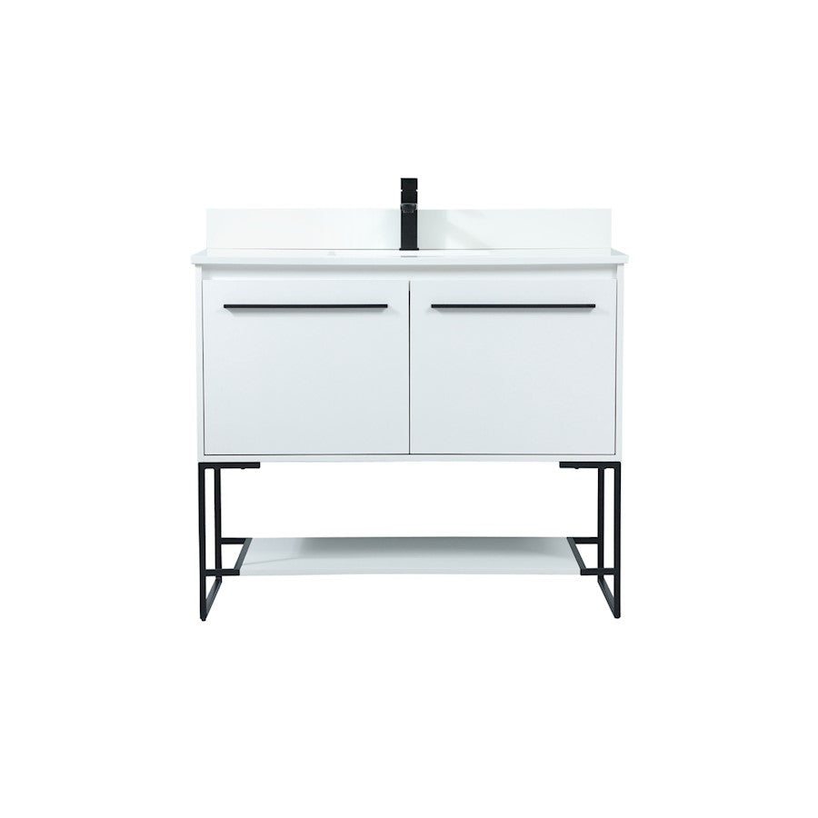 Elegant Sloane 40" Single Bathroom Vanity, White/Backsplash - VF42540MWH-BS