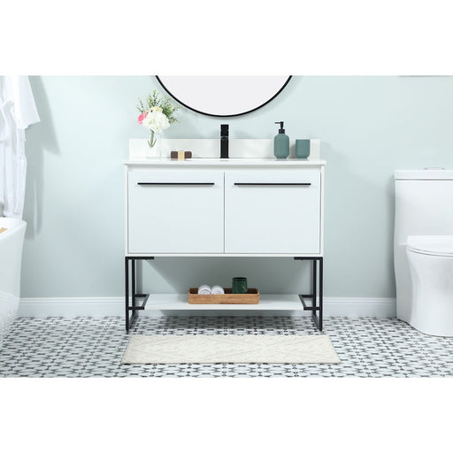 Elegant Sloane 40" Single Bathroom Vanity, White/Backsplash