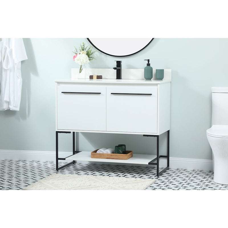 Elegant Sloane 40" Single Bathroom Vanity, White/Backsplash