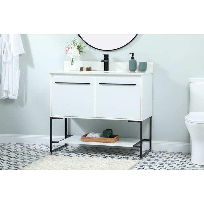 Elegant Sloane 40" Single Bathroom Vanity, White/Backsplash