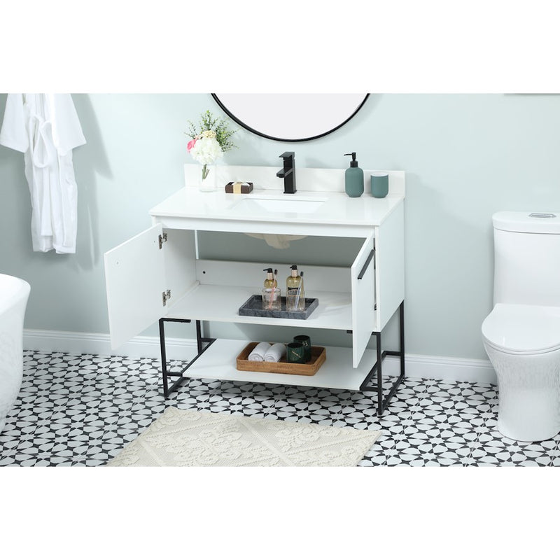 Elegant Sloane 40" Single Bathroom Vanity, White/Backsplash