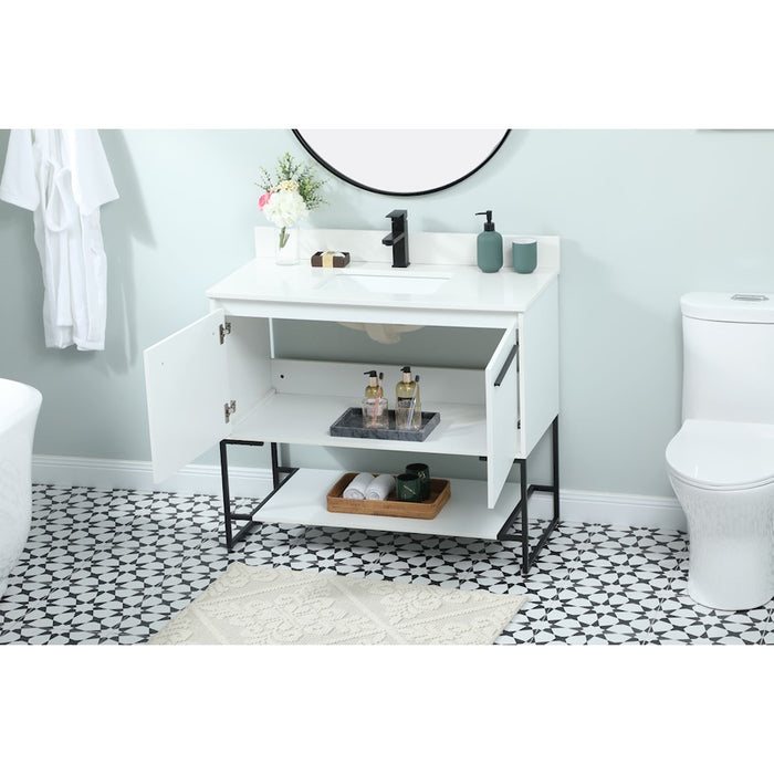 Elegant Sloane 40" Single Bathroom Vanity, White/Backsplash