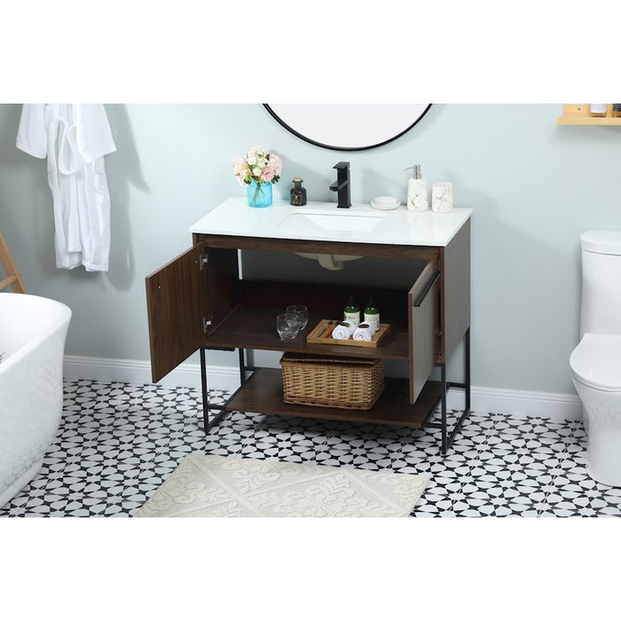 Elegant Kitchen/Bath Sloane 40" Single Bathroom Vanity, Walnut