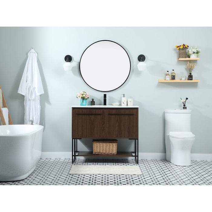 Elegant Kitchen/Bath Sloane 40" Single Bathroom Vanity, Walnut