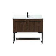 Elegant Sloane 40" Single Bathroom Vanity, Walnut/Backsplash - VF42540MWT-BS