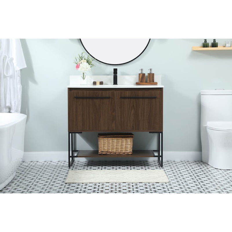 Elegant Sloane 40" Single Bathroom Vanity, Walnut/Backsplash