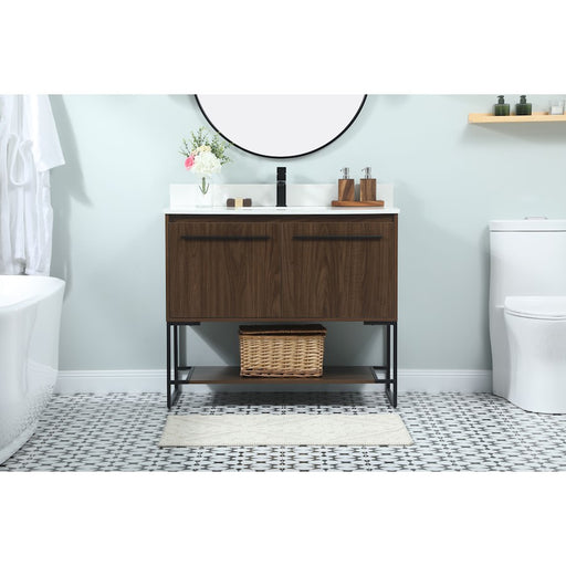 Elegant Sloane 40" Single Bathroom Vanity, Walnut/Backsplash