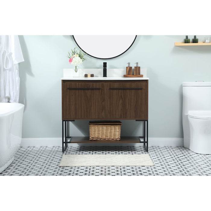 Elegant Sloane 40" Single Bathroom Vanity, Walnut/Backsplash