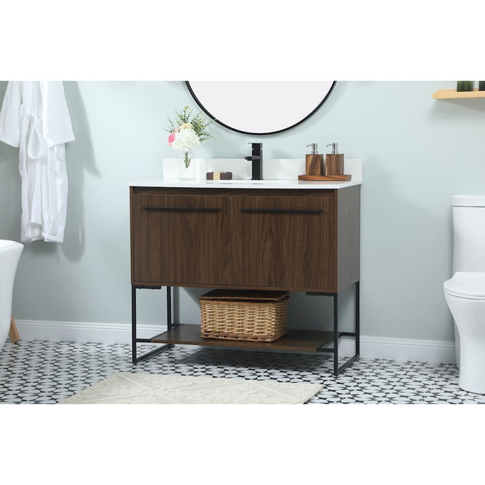 Elegant Sloane 40" Single Bathroom Vanity, Walnut/Backsplash