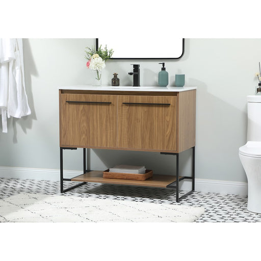 Elegant Kitchen/Bath Sloane 40" Single Bathroom Vanity, Walnut Brown