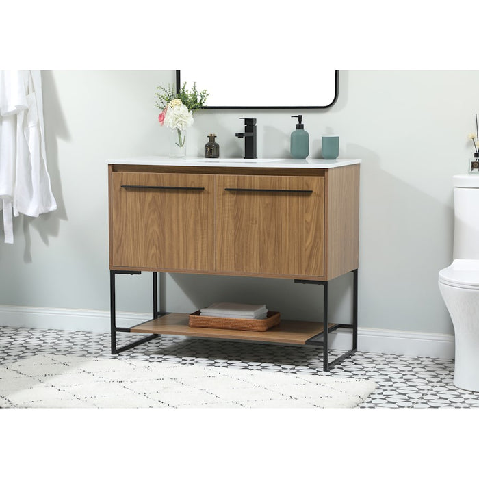 Elegant Kitchen/Bath Sloane 40" Single Bathroom Vanity, Walnut Brown