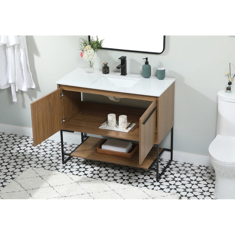 Elegant Kitchen/Bath Sloane 40" Single Bathroom Vanity, Walnut Brown