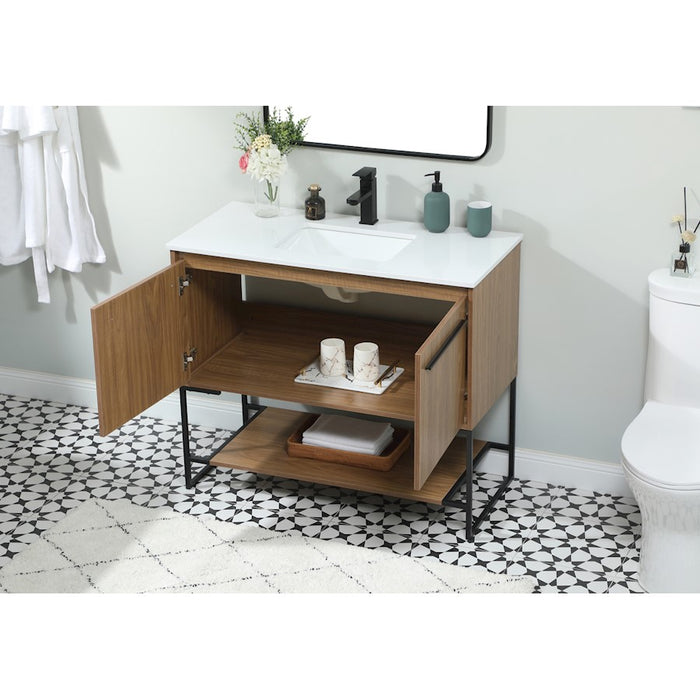 Elegant Kitchen/Bath Sloane 40" Single Bathroom Vanity, Walnut Brown