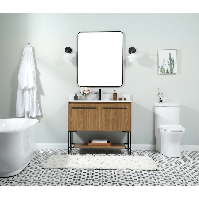 Elegant Kitchen/Bath Sloane 40" Single Bathroom Vanity, Walnut Brown
