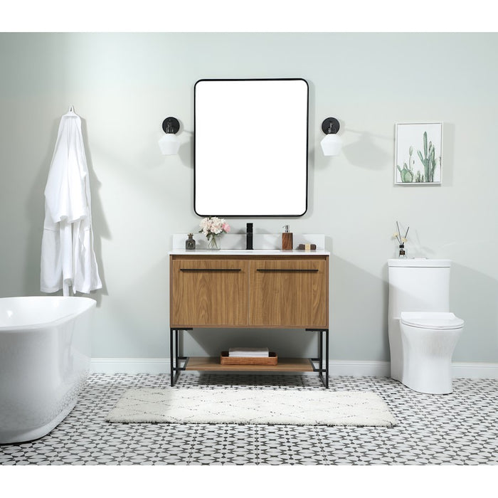 Elegant Kitchen/Bath Sloane 40" Single Bathroom Vanity, Walnut Brown