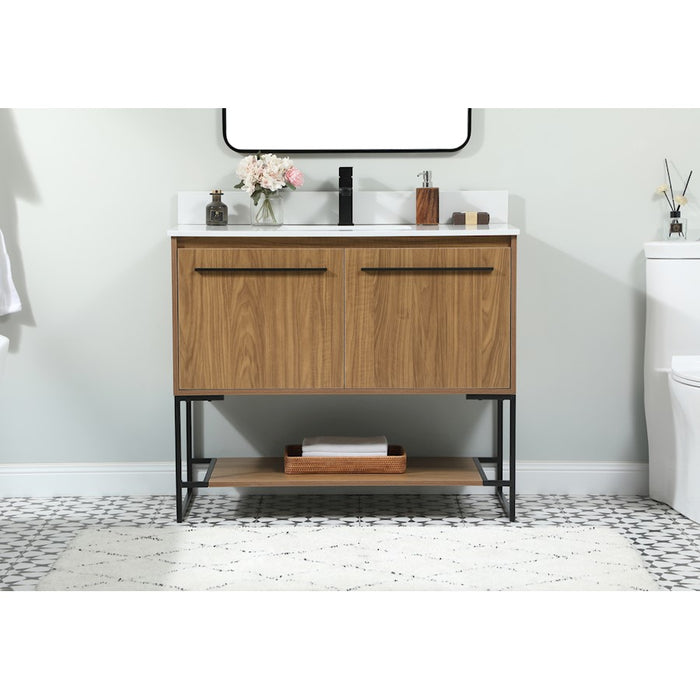 Elegant Sloane 40" Single Vanity, Walnut Brown/Backsplash