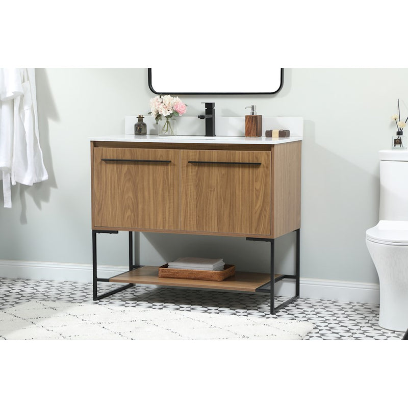 Elegant Sloane 40" Single Vanity, Walnut Brown/Backsplash