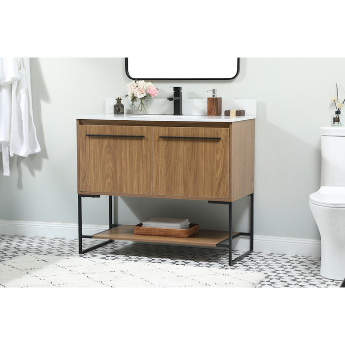 Elegant Sloane 40" Single Vanity, Walnut Brown/Backsplash