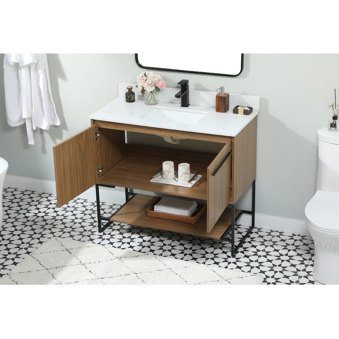 Elegant Sloane 40" Single Vanity, Walnut Brown/Backsplash