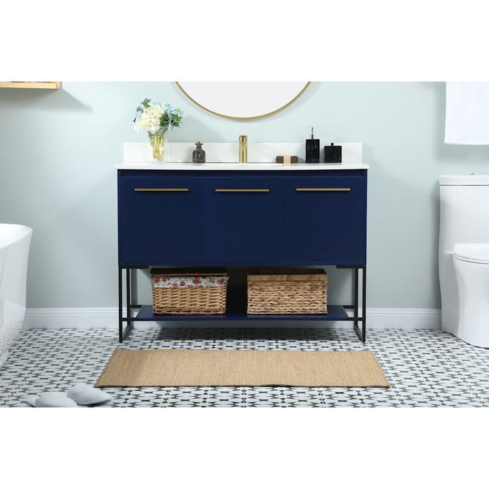 Elegant Sloane 48" Single Bathroom Vanity, Blue/Backsplash