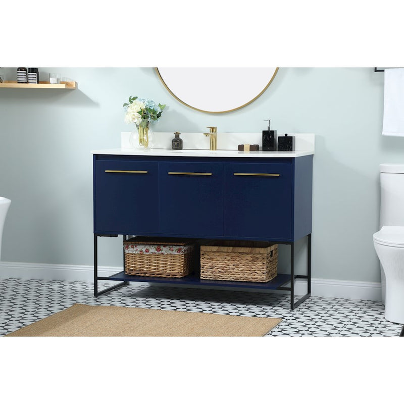 Elegant Sloane 48" Single Bathroom Vanity, Blue/Backsplash