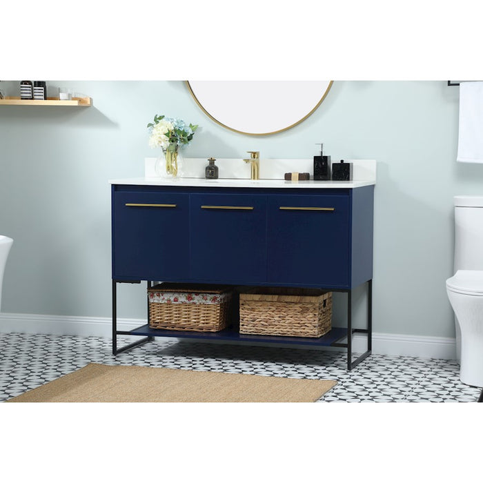 Elegant Sloane 48" Single Bathroom Vanity, Blue/Backsplash