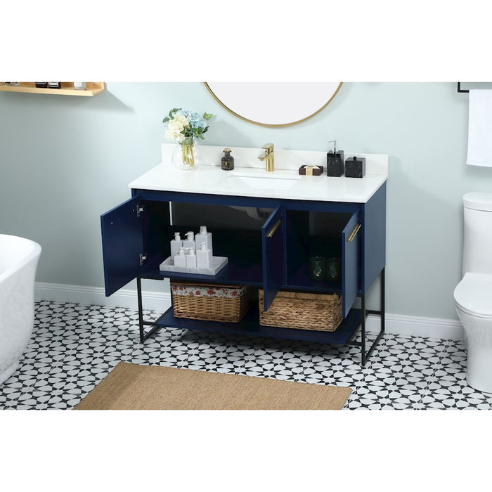 Elegant Sloane 48" Single Bathroom Vanity, Blue/Backsplash