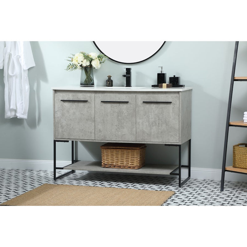 Elegant Sloane 48" Single Bathroom Vanity, Concrete Grey