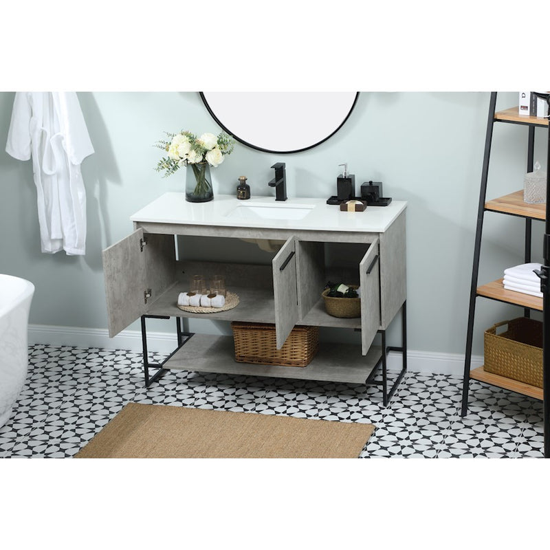Elegant Sloane 48" Single Bathroom Vanity, Concrete Grey