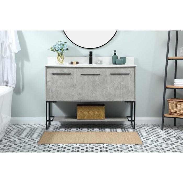 Elegant Sloane 48" Single Vanity, Concrete Grey/Backsplash