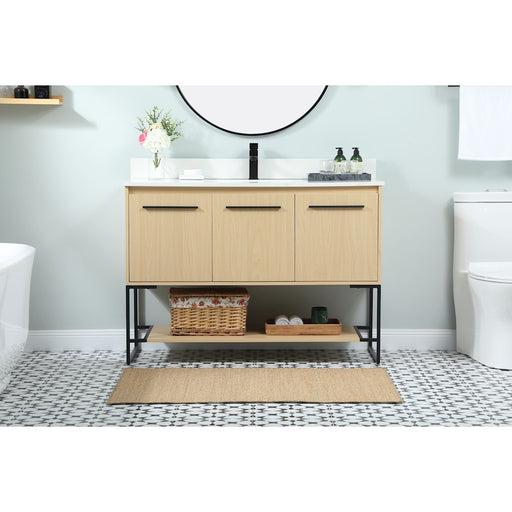 Elegant Sloane 48" Single Bathroom Vanity, Maple/Backsplash