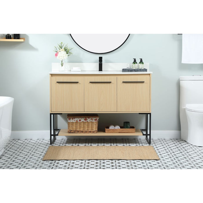 Elegant Sloane 48" Single Bathroom Vanity, Maple/Backsplash