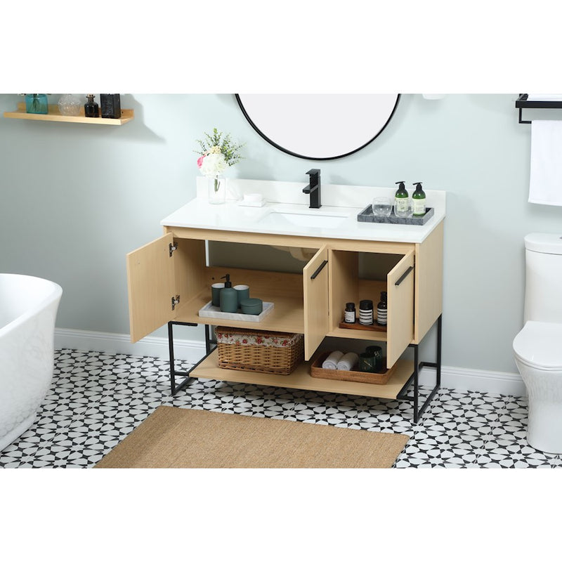 Elegant Sloane 48" Single Bathroom Vanity, Maple/Backsplash