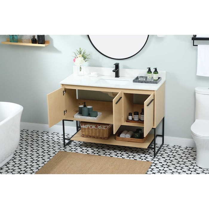 Elegant Sloane 48" Single Bathroom Vanity, Maple/Backsplash