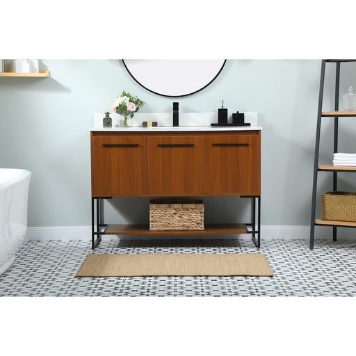 Elegant Sloane 48" Single Bathroom Vanity, Teak/Backsplash