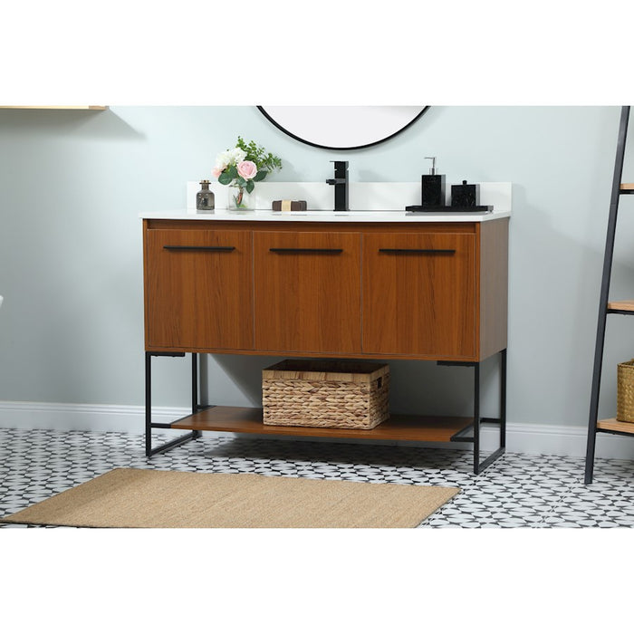 Elegant Sloane 48" Single Bathroom Vanity, Teak/Backsplash