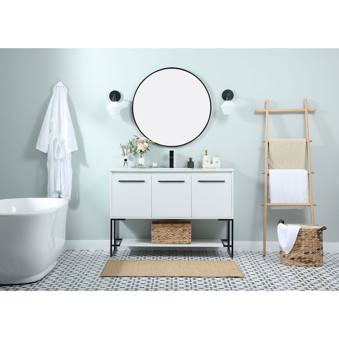 Elegant Sloane 48" Single Bathroom Vanity, Teak/Backsplash