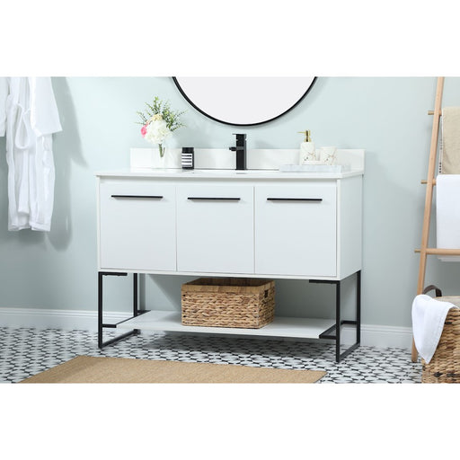 Elegant Sloane 48" Single Bathroom Vanity, White/Backsplash