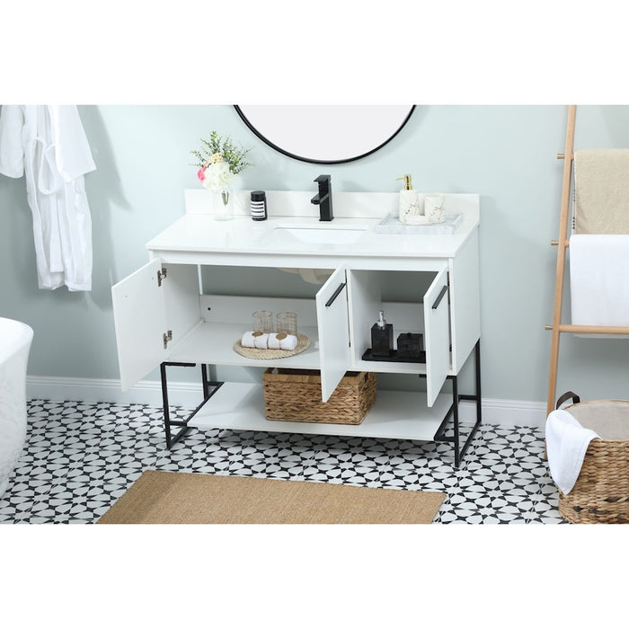 Elegant Sloane 48" Single Bathroom Vanity, White/Backsplash