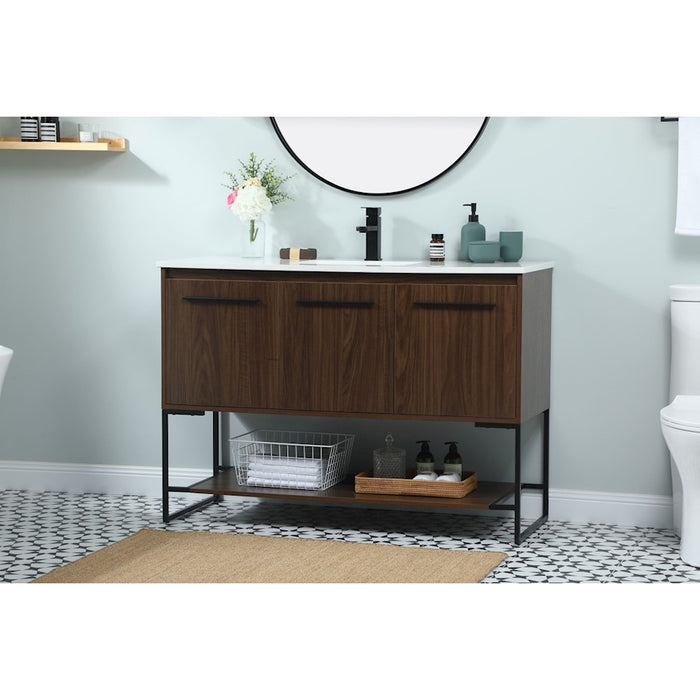 Elegant Kitchen/Bath Sloane 48" Single Bathroom Vanity, Walnut