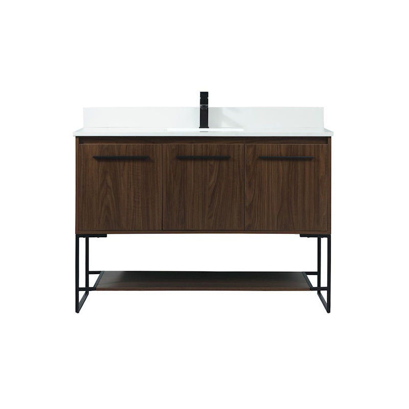 Elegant Sloane 48" Single Bathroom Vanity, Walnut/Backsplash - VF42548MWT-BS