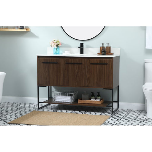 Elegant Sloane 48" Single Bathroom Vanity, Walnut/Backsplash