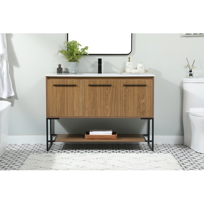 Elegant Kitchen/Bath Sloane 48" Single Bathroom Vanity, Walnut Brown
