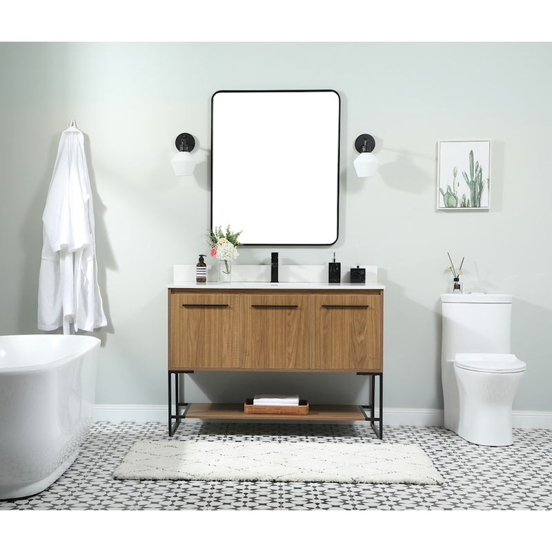 Elegant Kitchen/Bath Sloane 48" Single Bathroom Vanity, Walnut Brown