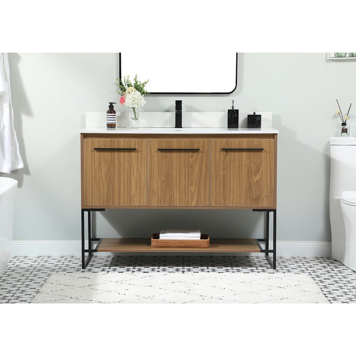 Elegant Sloane 48" Single Vanity, Walnut Brown/Backsplash
